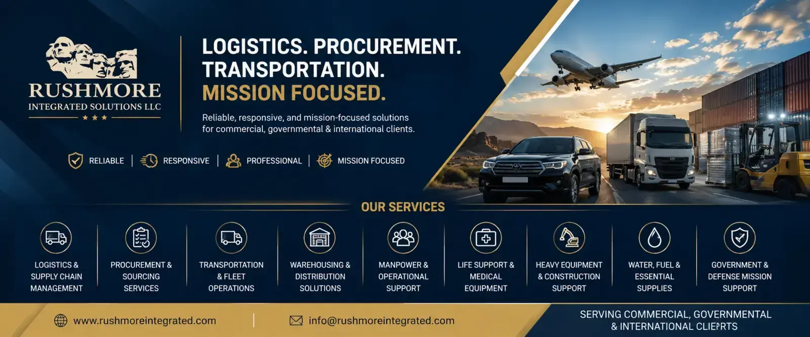 Rushmore integrated logistics, procurement, transportation, and mission support capabilities